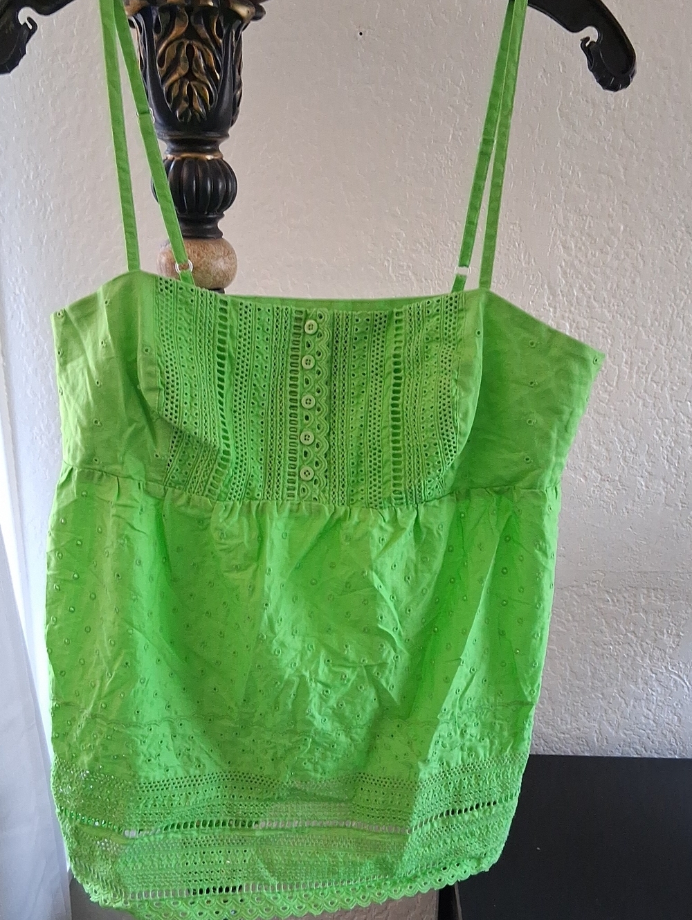 Lilly Pulitzer Lime Green Eyelet Lace Spaghetti Strap Camisole
